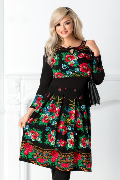 Moze cu imprimeu floral traditional colorat - Fashion Trends Romania